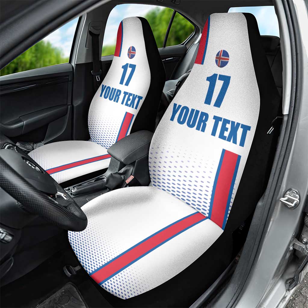 Custom Iceland Football Car Seat Cover White with Flag Style