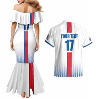 Custom Iceland Football Couples Matching Mermaid Dress and Hawaiian Shirt White with Flag Style