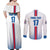 Custom Iceland Football Couples Matching Off Shoulder Maxi Dress and Long Sleeve Button Shirt White with Flag Style