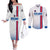 Custom Iceland Football Couples Matching Off The Shoulder Long Sleeve Dress and Long Sleeve Button Shirt White with Flag Style