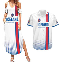 Custom Iceland Football Couples Matching Summer Maxi Dress and Hawaiian Shirt White with Flag Style