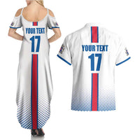 Custom Iceland Football Couples Matching Summer Maxi Dress and Hawaiian Shirt White with Flag Style