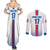 Custom Iceland Football Couples Matching Summer Maxi Dress and Long Sleeve Button Shirt White with Flag Style