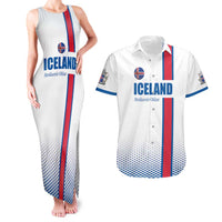 Custom Iceland Football Couples Matching Tank Maxi Dress and Hawaiian Shirt White with Flag Style