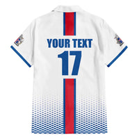 Custom Iceland Football Family Matching Off The Shoulder Long Sleeve Dress and Hawaiian Shirt White with Flag Style