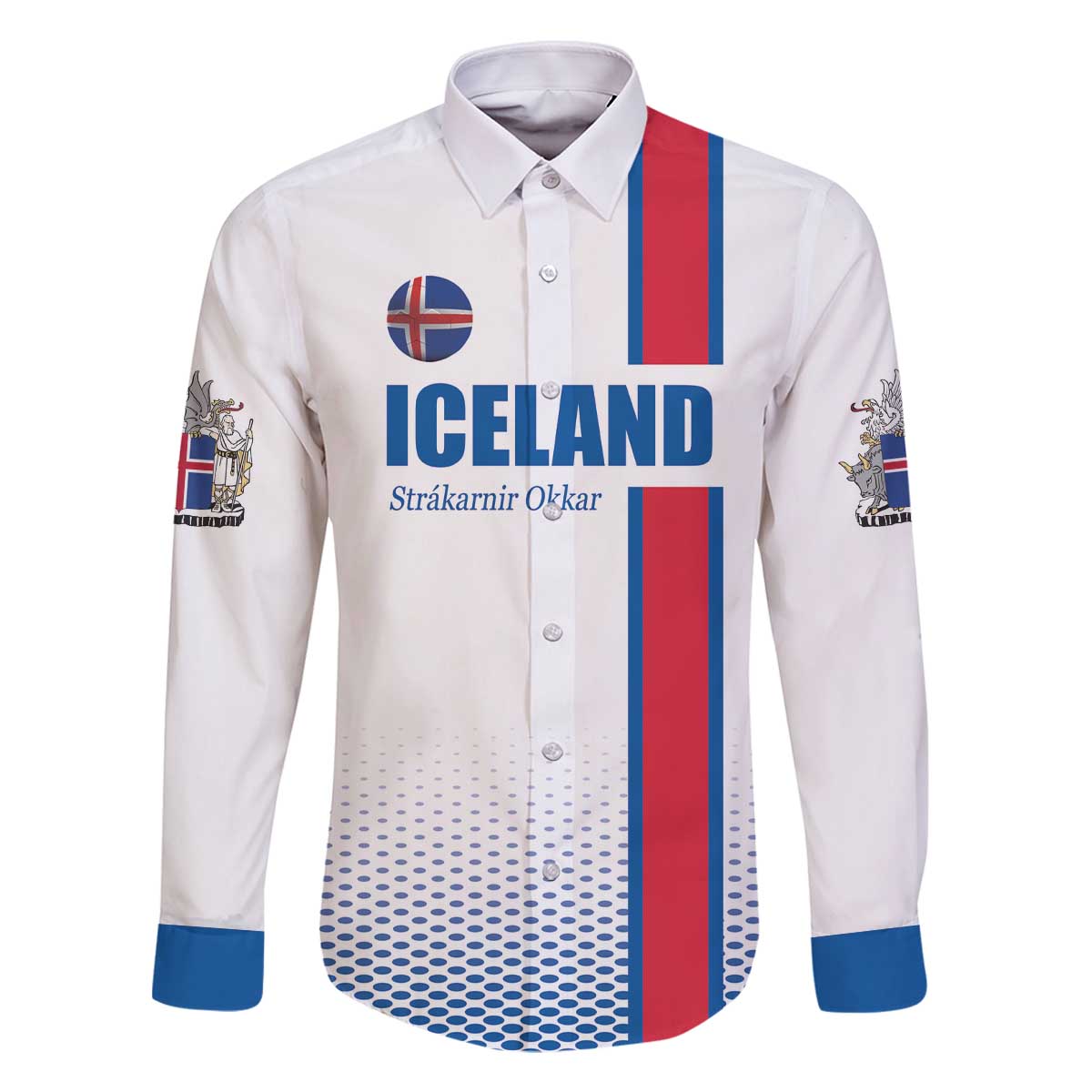 Custom Iceland Football Family Matching Off The Shoulder Long Sleeve Dress and Hawaiian Shirt White with Flag Style