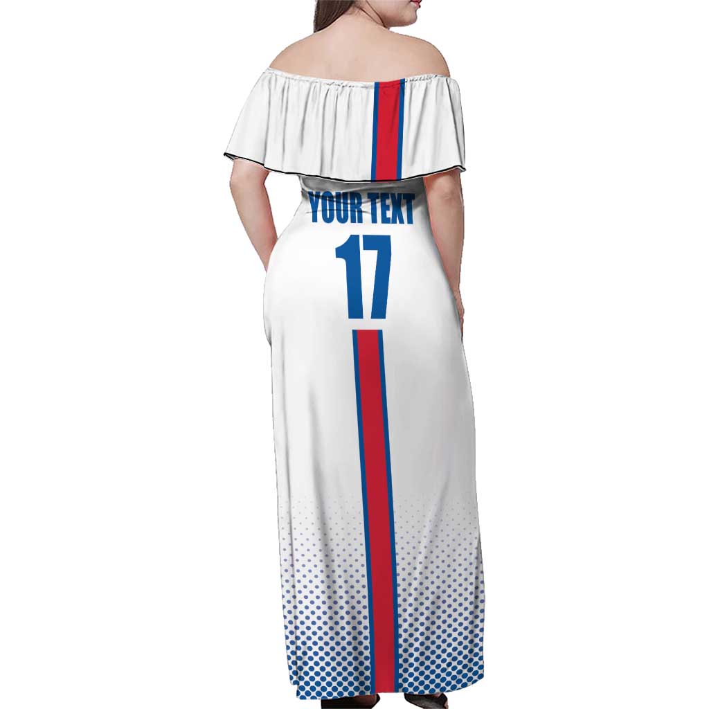 Custom Iceland Football Family Matching Off Shoulder Maxi Dress and Hawaiian Shirt White with Flag Style