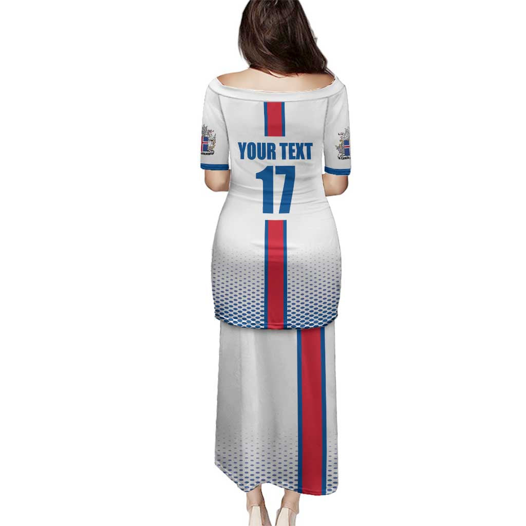 Custom Iceland Football Family Matching Puletasi and Hawaiian Shirt White with Flag Style
