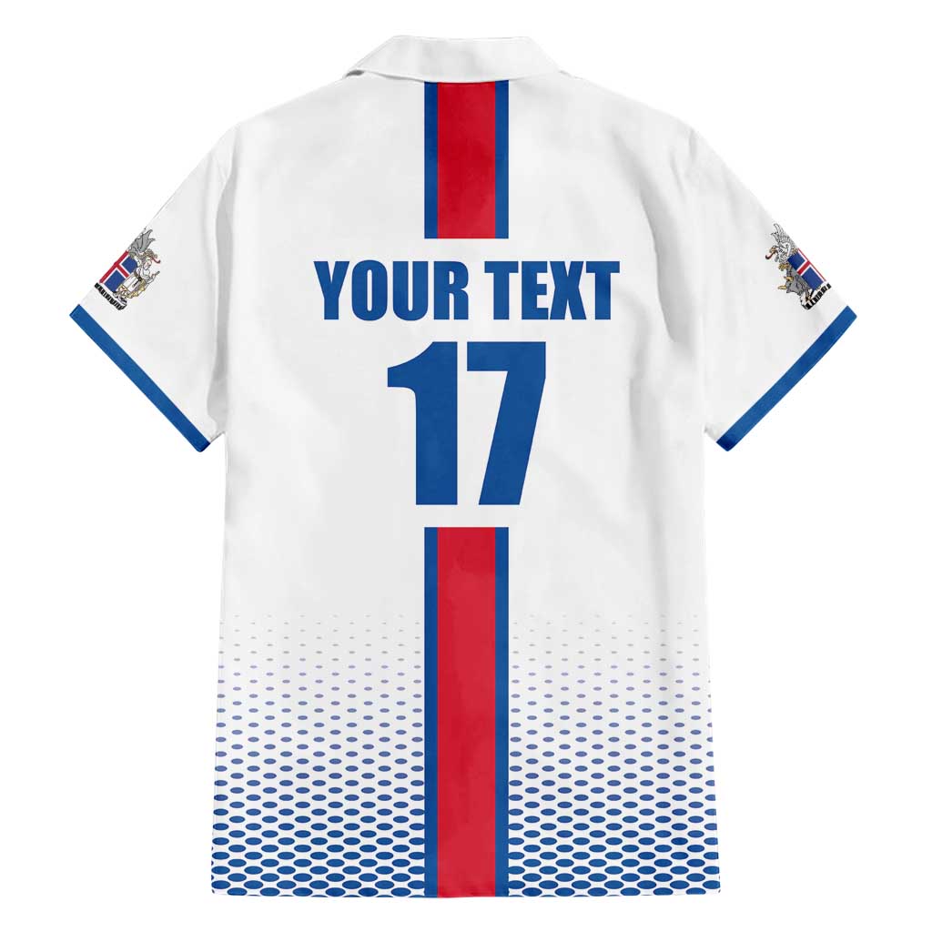Custom Iceland Football Family Matching Short Sleeve Bodycon Dress and Hawaiian Shirt White with Flag Style