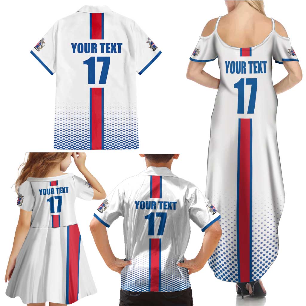 Custom Iceland Football Family Matching Summer Maxi Dress and Hawaiian Shirt White with Flag Style