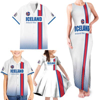 Custom Iceland Football Family Matching Tank Maxi Dress and Hawaiian Shirt White with Flag Style