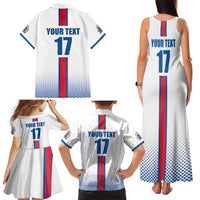 Custom Iceland Football Family Matching Tank Maxi Dress and Hawaiian Shirt White with Flag Style