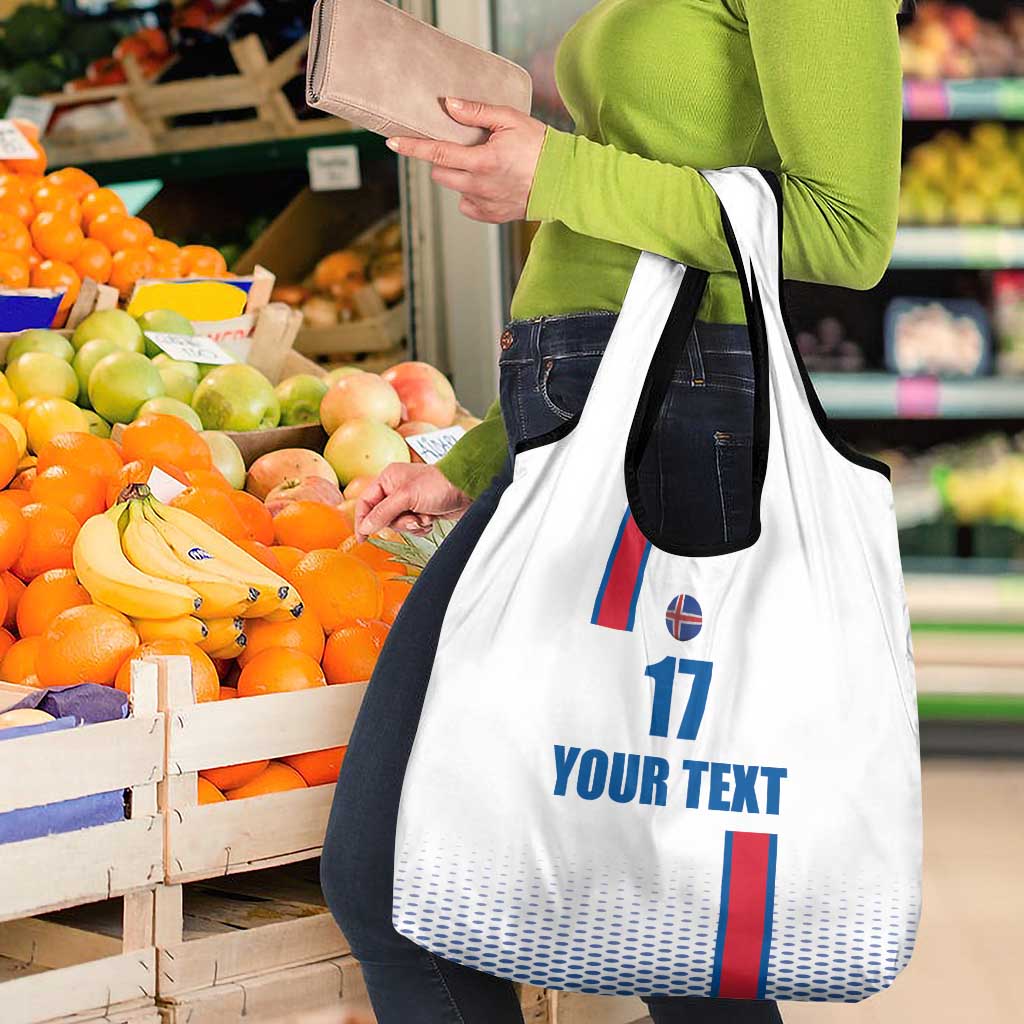 Custom Iceland Football Grocery Bag White with Flag Style