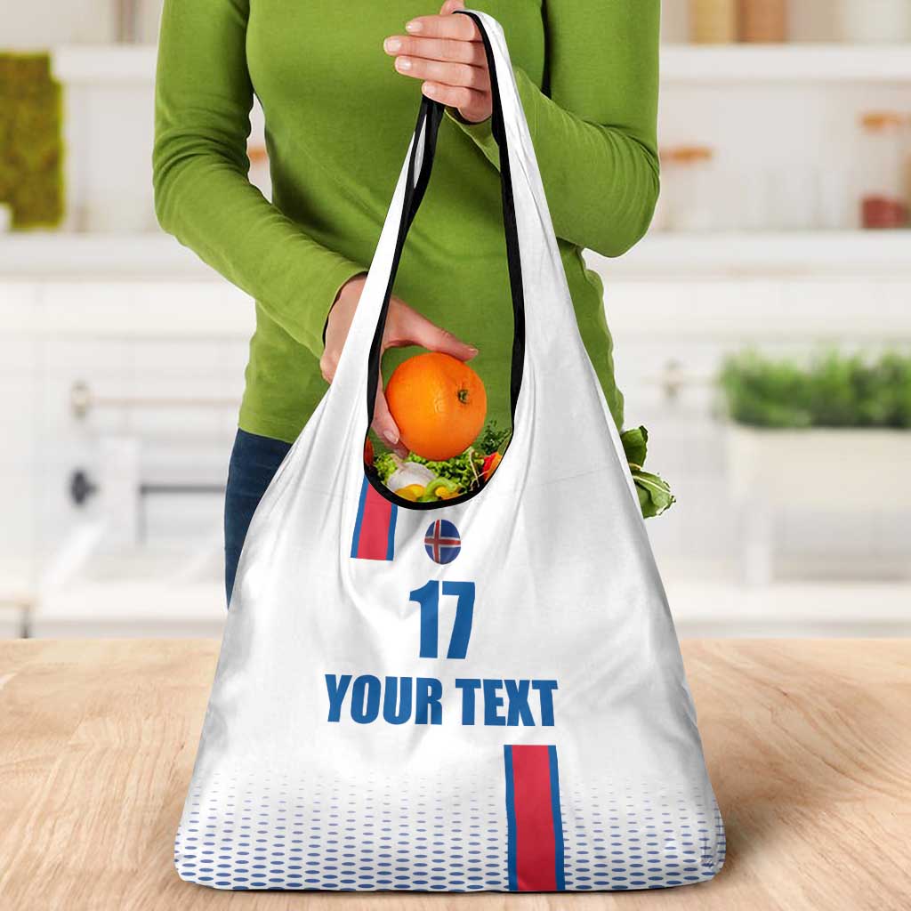 Custom Iceland Football Grocery Bag White with Flag Style