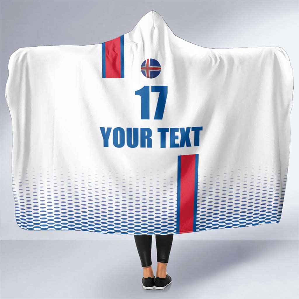 Custom Iceland Football Hooded Blanket White with Flag Style