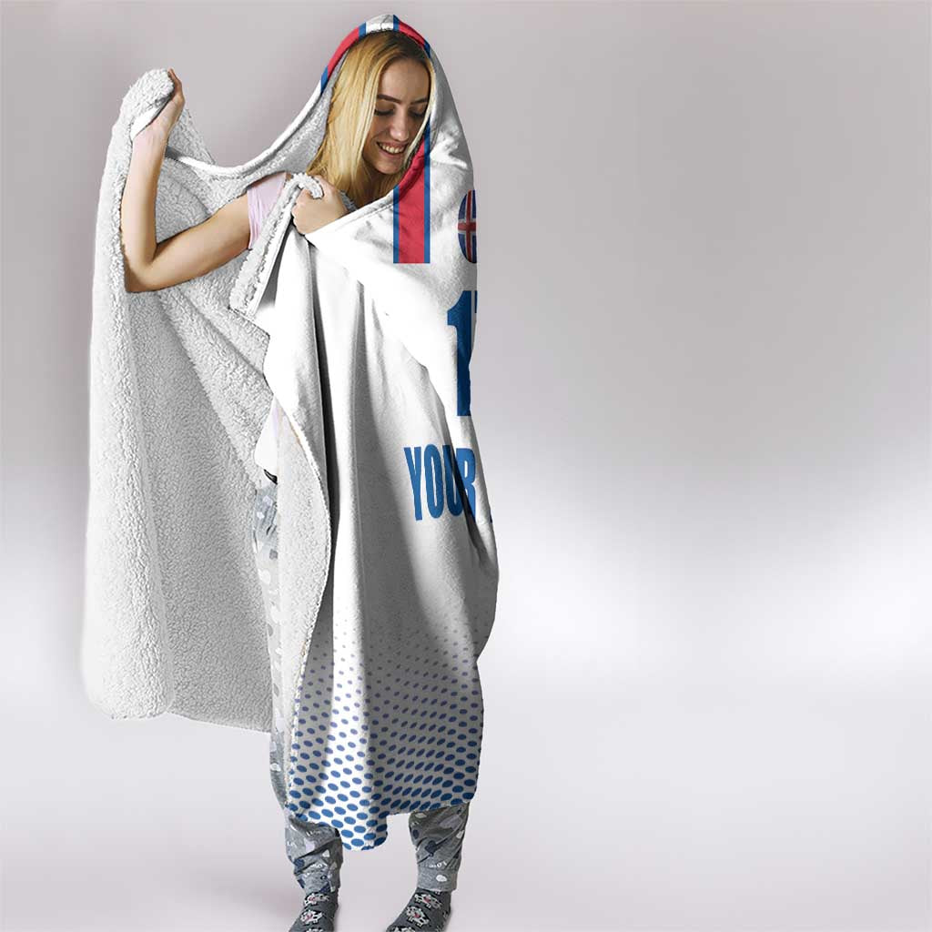 Custom Iceland Football Hooded Blanket White with Flag Style