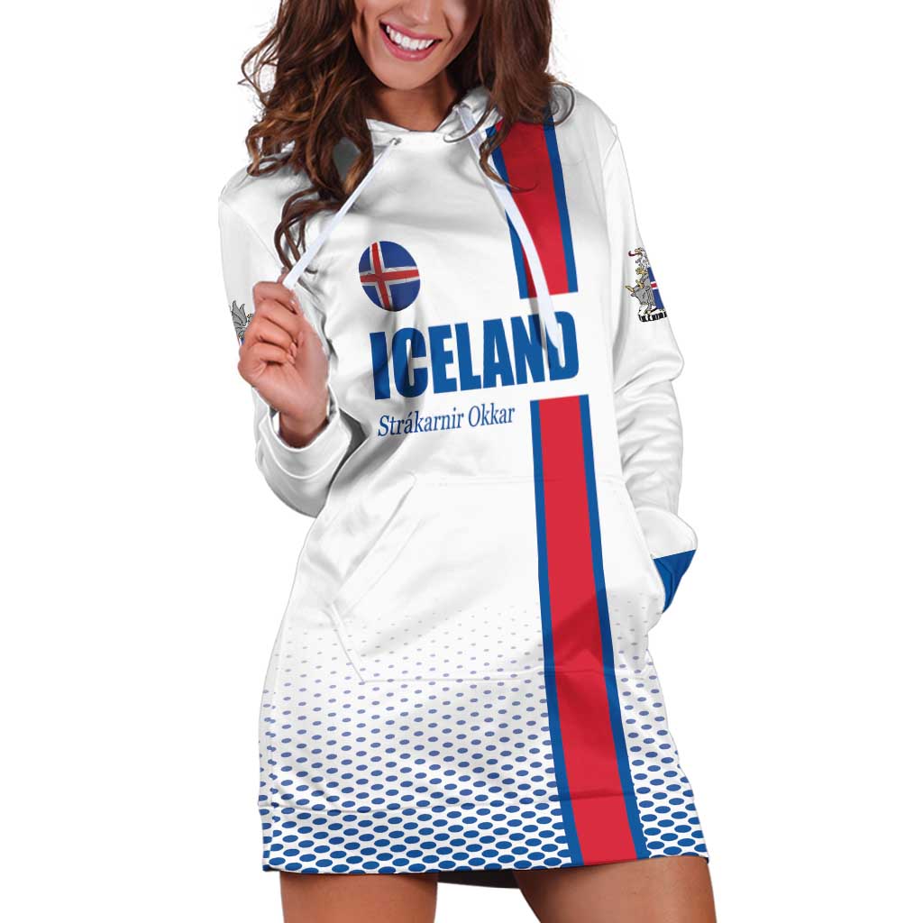 Custom Iceland Football Hoodie Dress White with Flag Style