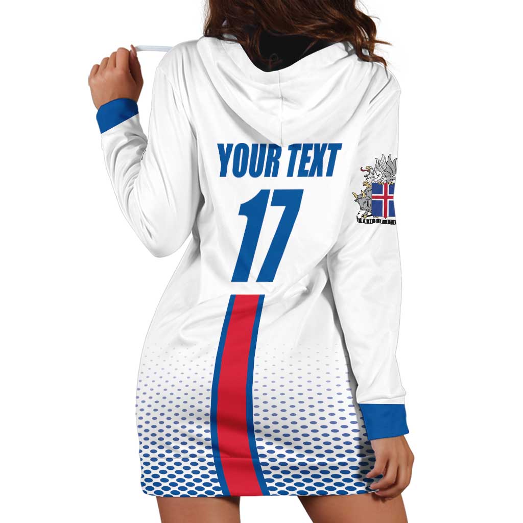 Custom Iceland Football Hoodie Dress White with Flag Style