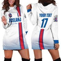 Custom Iceland Football Hoodie Dress White with Flag Style