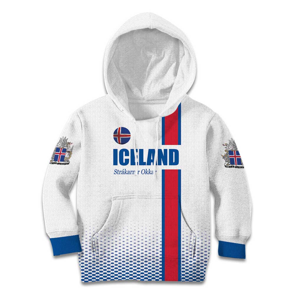 Custom Iceland Football Kid Hoodie White with Flag Style
