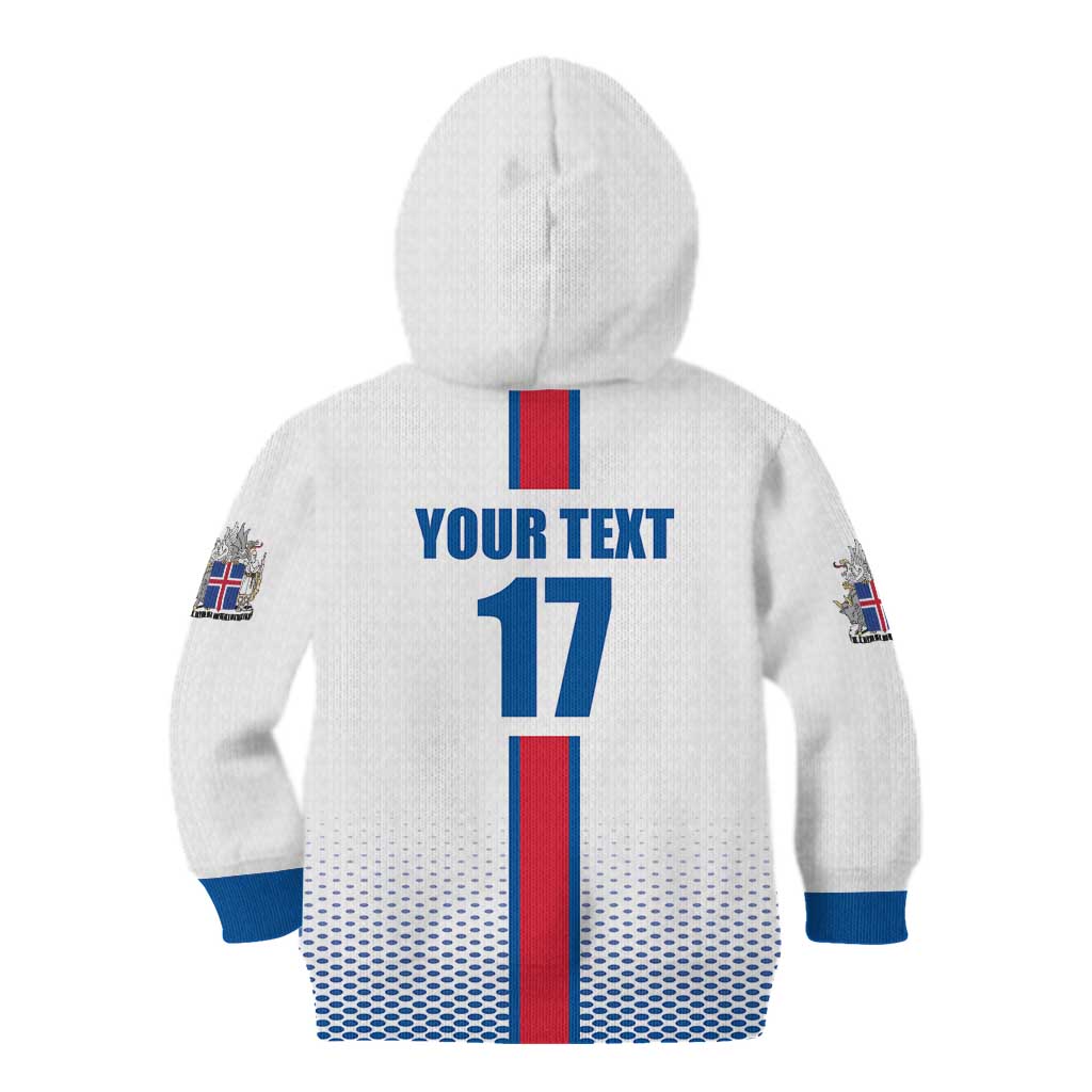 Custom Iceland Football Kid Hoodie White with Flag Style