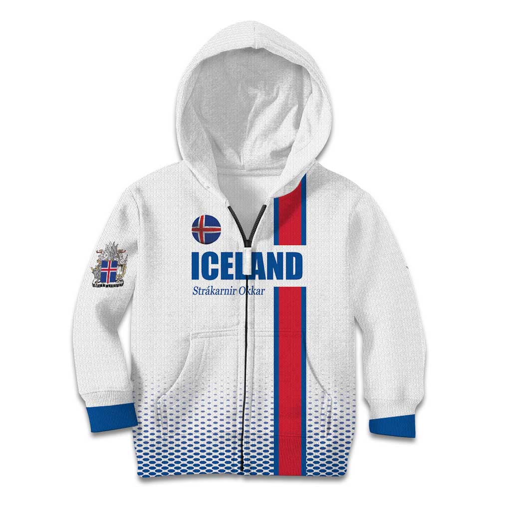 Custom Iceland Football Kid Hoodie White with Flag Style