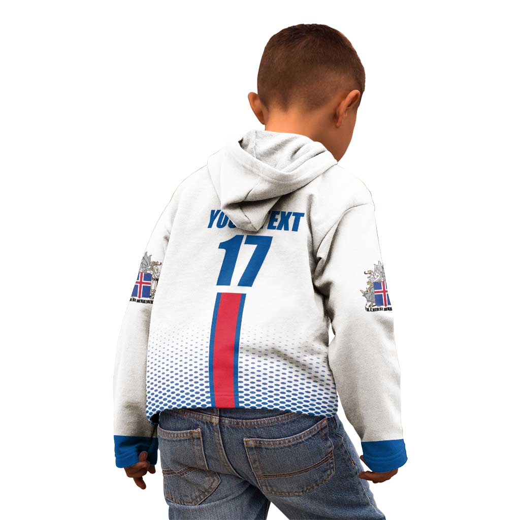 Custom Iceland Football Kid Hoodie White with Flag Style