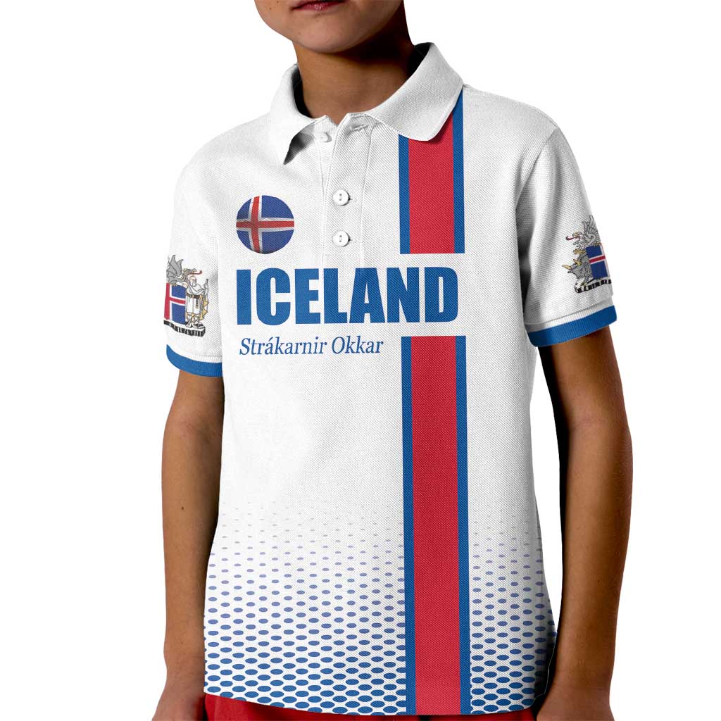 Custom Iceland Football Kid Polo Shirt White with Flag Style