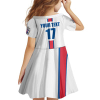 Custom Iceland Football Kid Short Sleeve Dress White with Flag Style