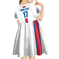 Custom Iceland Football Kid Short Sleeve Dress White with Flag Style