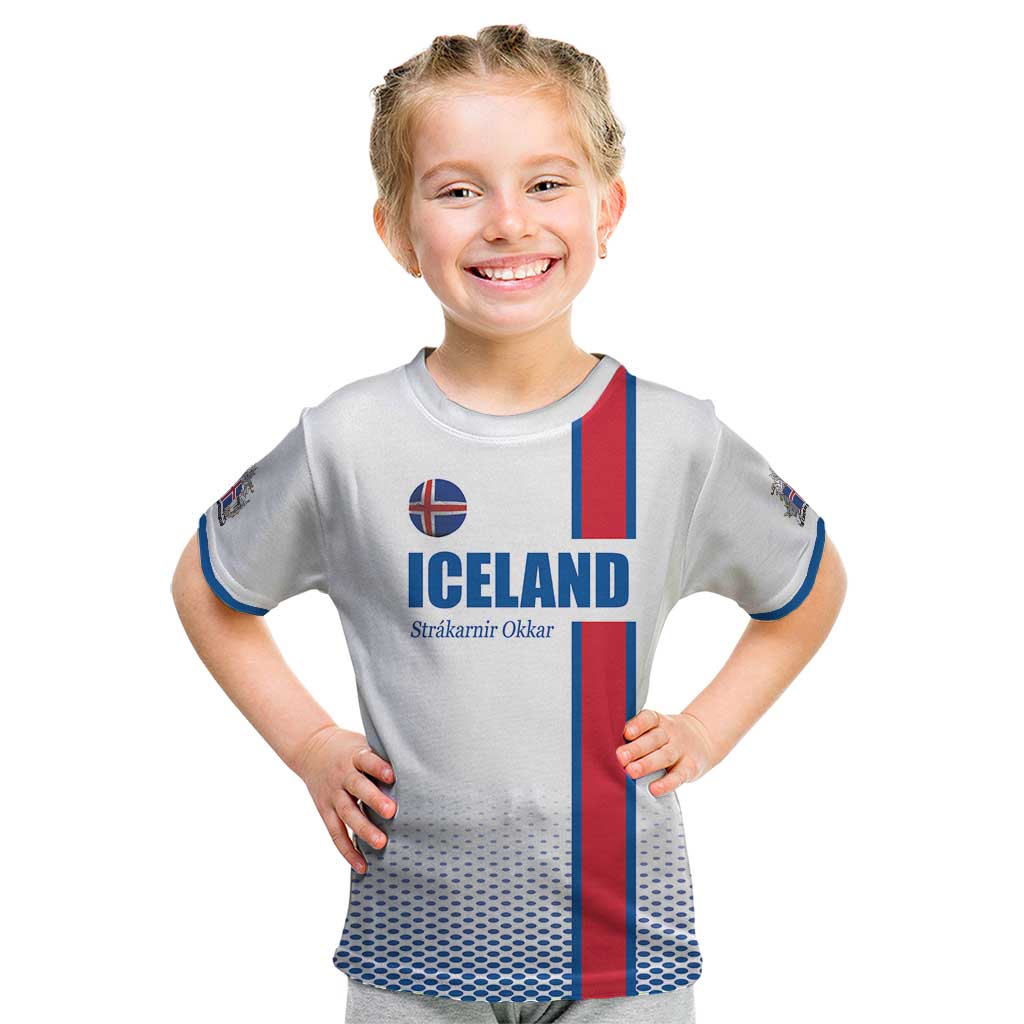 Custom Iceland Football Kid T Shirt White with Flag Style