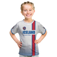Custom Iceland Football Kid T Shirt White with Flag Style