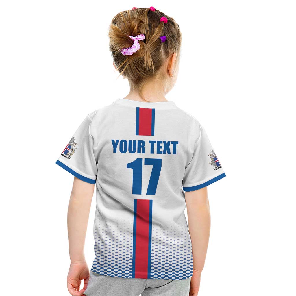 Custom Iceland Football Kid T Shirt White with Flag Style
