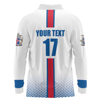 Custom Iceland Football Long Sleeve Polo Shirt White with Flag Style
