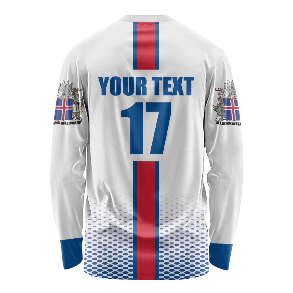 Custom Iceland Football Long Sleeve Shirt White with Flag Style