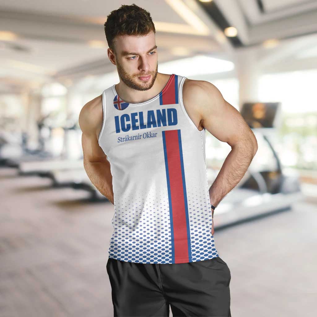 Custom Iceland Football Men Tank Top White with Flag Style