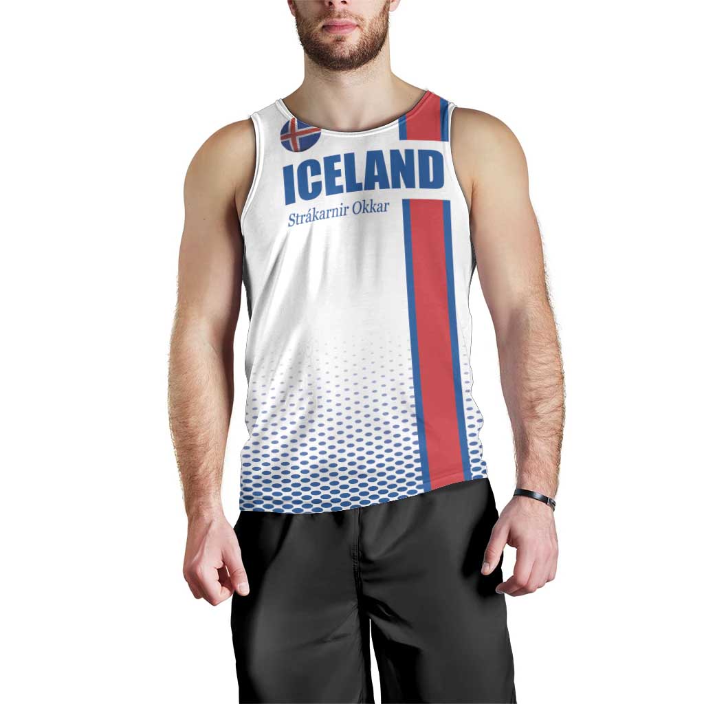 Custom Iceland Football Men Tank Top White with Flag Style