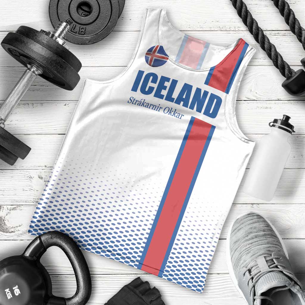 Custom Iceland Football Men Tank Top White with Flag Style