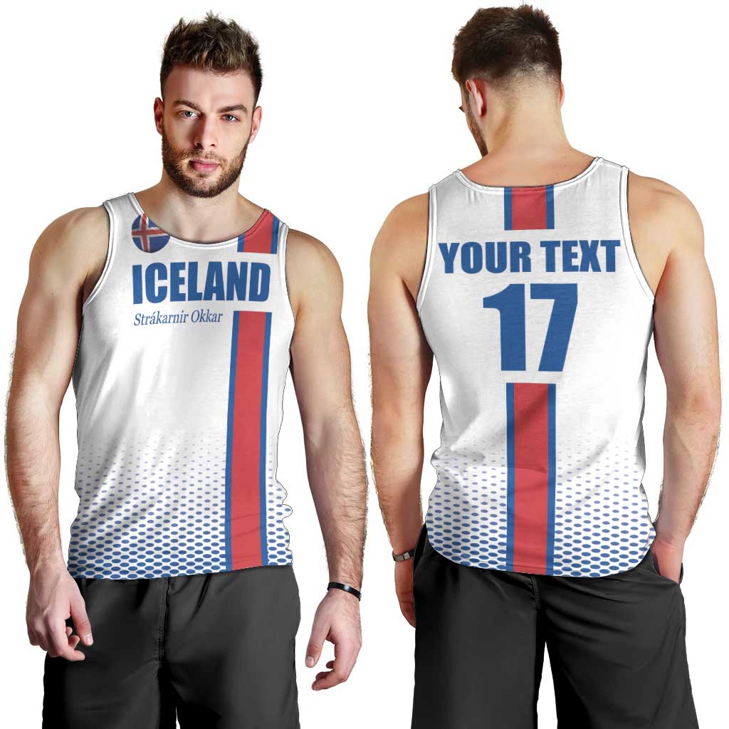 Custom Iceland Football Men Tank Top White with Flag Style