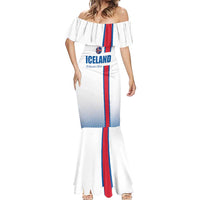 Custom Iceland Football Mermaid Dress White with Flag Style