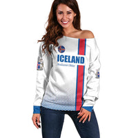 Custom Iceland Football Off Shoulder Sweater White with Flag Style