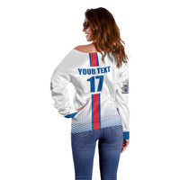 Custom Iceland Football Off Shoulder Sweater White with Flag Style
