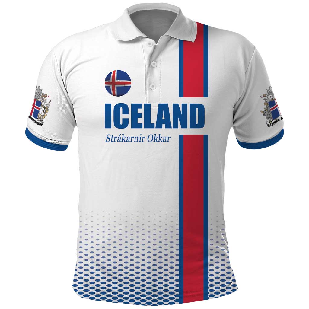 Custom Iceland Football Polo Shirt White with Flag Style
