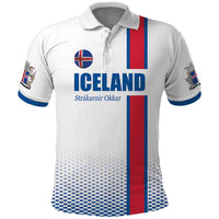 Custom Iceland Football Polo Shirt White with Flag Style