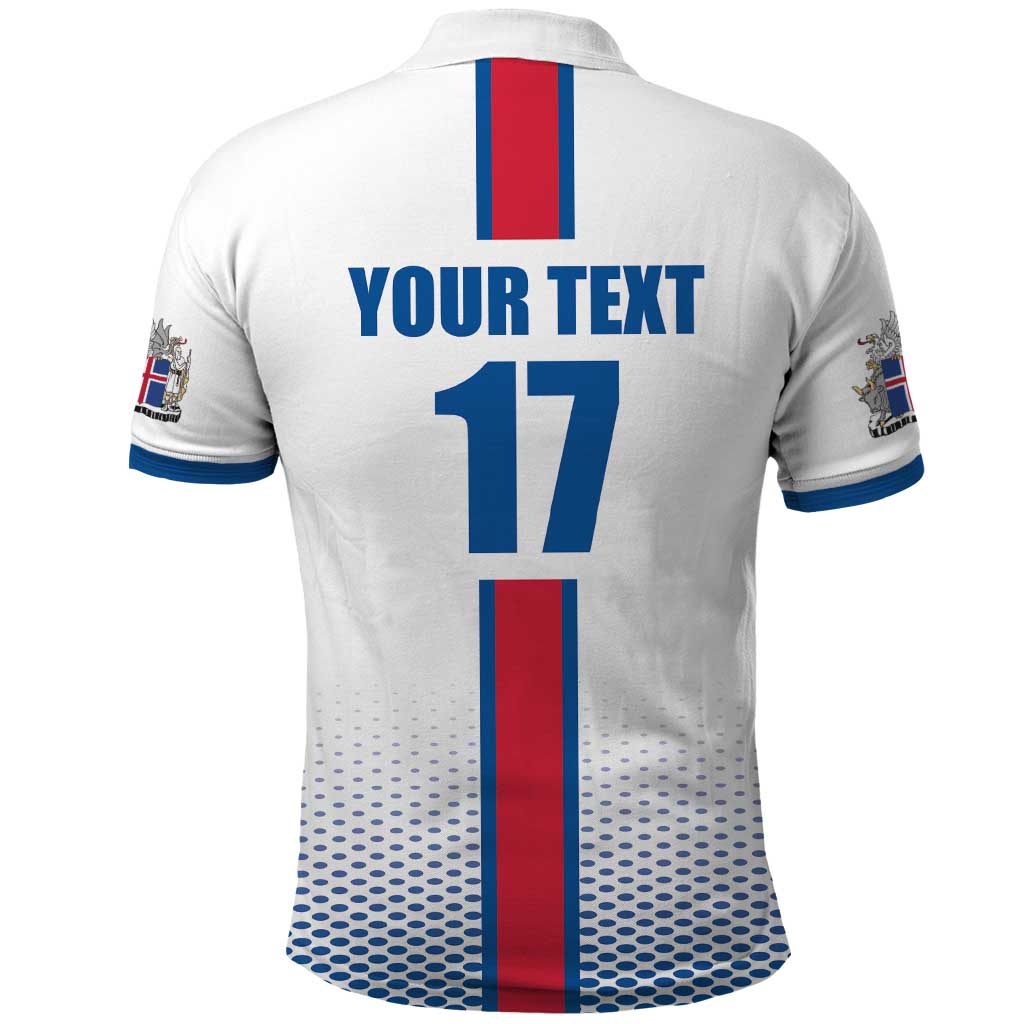 Custom Iceland Football Polo Shirt White with Flag Style
