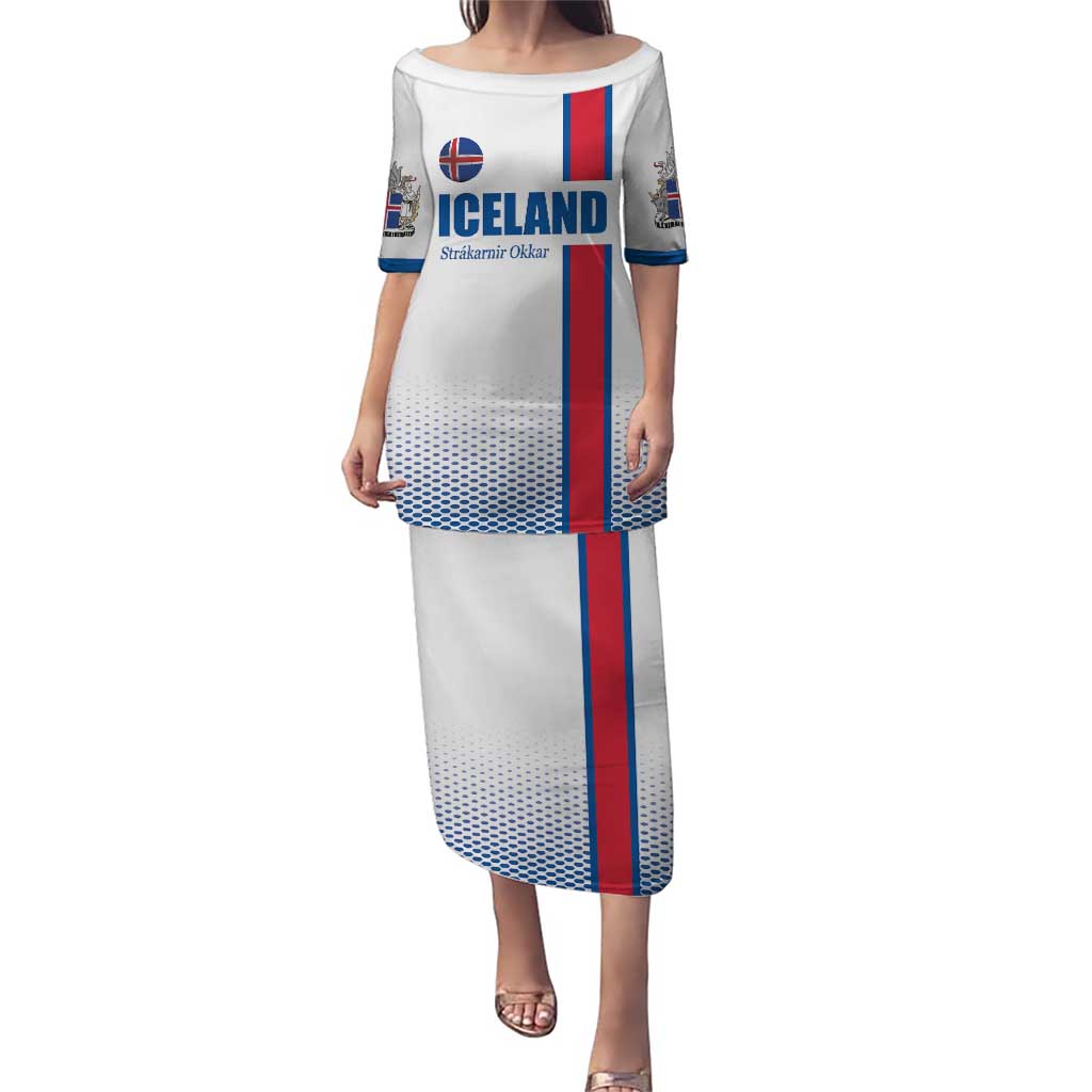 Custom Iceland Football Puletasi White with Flag Style