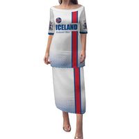 Custom Iceland Football Puletasi White with Flag Style
