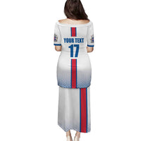 Custom Iceland Football Puletasi White with Flag Style