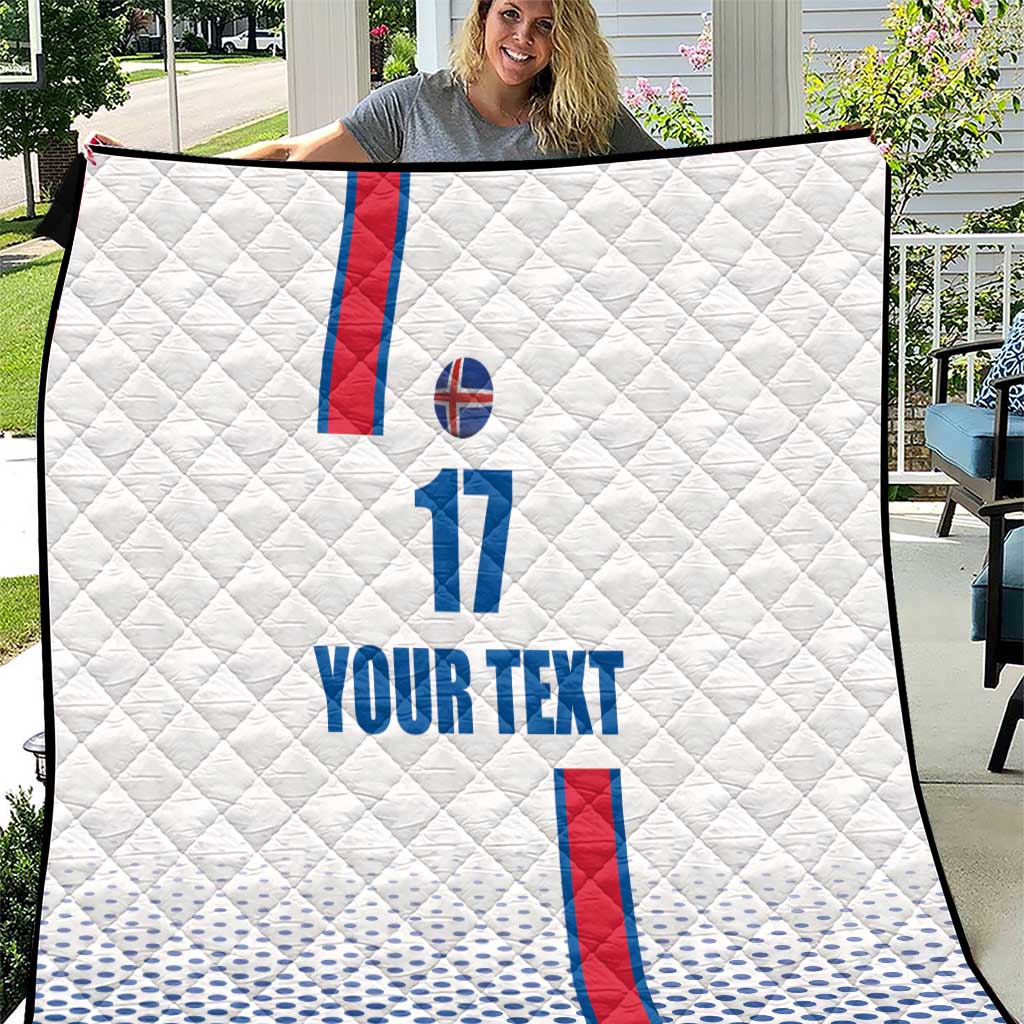 Custom Iceland Football Quilt White with Flag Style