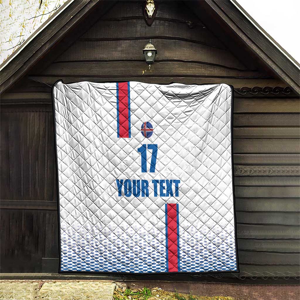 Custom Iceland Football Quilt White with Flag Style